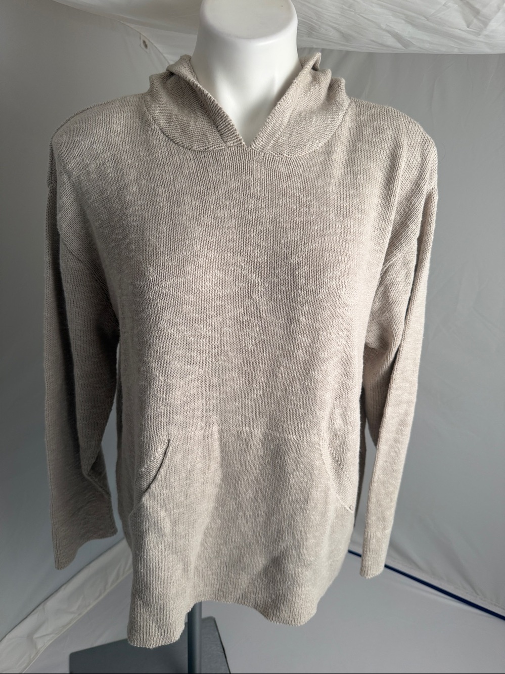 Avalin tan marled hooded cotton sweater OS
